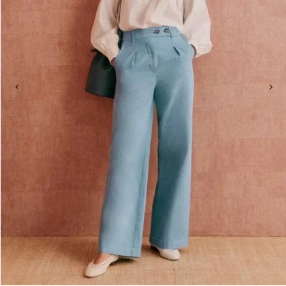 Sezanne Gavi linen cotton blend in French Blue Size 36 - INSEAM 30 inches